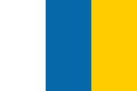 an image of the flag of the canary islands: a white vertical stripe on the left side, a blue vertical stripe in the center, and a yellow vertical stripe on the right