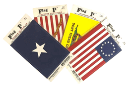 a photo of four historical flag decals