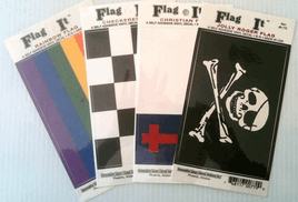 a photo of four packs of various specialty flag decals