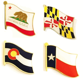 an image of four state flag lapel pins