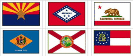 an image of six different state flags