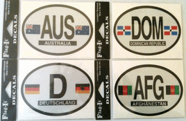 four world flag oval decals