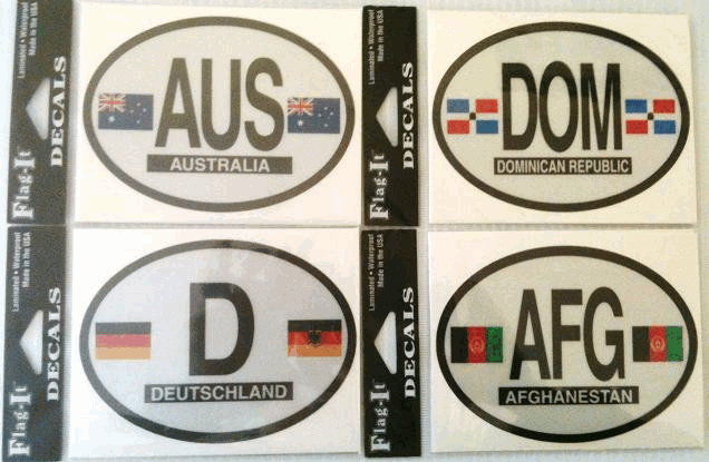 World Flag Oval Decals