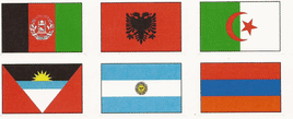 six world flags representing the world flag stickers collection