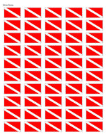 Diver Down Flag Stickers - 50 per sheet