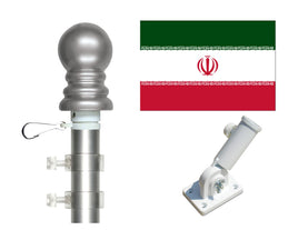 Iran Flag with Spinner Pole Set