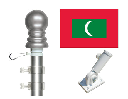 Maldives three by five polyester flag and six foot spinner pole kit