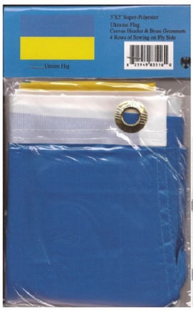 Ukraine polyester flag in its packaging