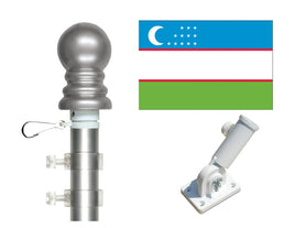 Uzbekistan flag and spinner pole