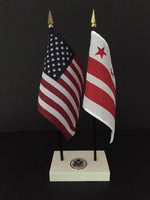 Washington D.C. and USA executive miniature flag set