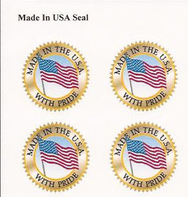 Made in the USA, Flag Stickers - Round - 48 per sheet