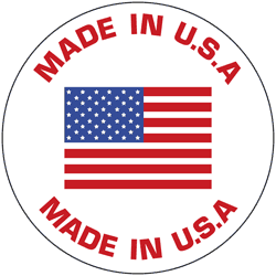 Made in USA Round Flag Stickers - Rolls of 500