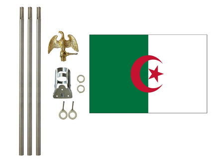 three by five foot Algeria Polyester Flag with six foot Flagpole Kit