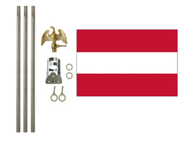 three by five foot Austria Polyester Flag with six foot Flagpole Kit