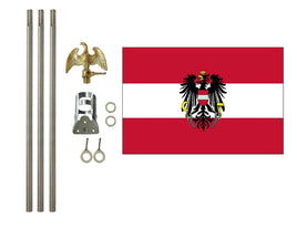 three by five foot Austria with Eagle Polyester Flag with six foot Flagpole Kit