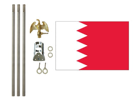 three by five foot Bahrain Polyester Flag with six foot Flagpole Kit