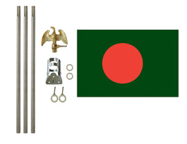 three by five foot Bangladesh Polyester Flag with six foot Flagpole Kit