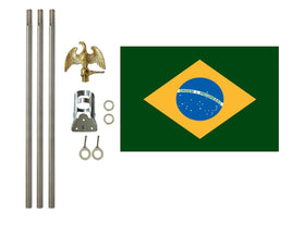 three by five foot Brazil Polyester Flag with six foot Flagpole Kit