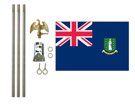 three by five foot British Virgin Islands Polyester Flag with six foot Flagpole Kit