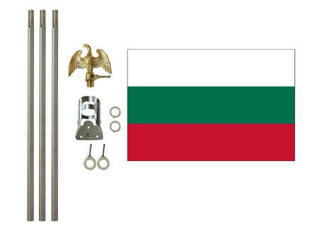 three by five foot Bulgaria Polyester Flag with six foot Flagpole Kit