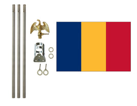 three by five foot Chad Polyester Flag with six foot Flagpole Kit