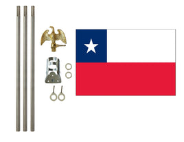 three by five foot Chile Polyester Flag with six foot Flagpole Kit