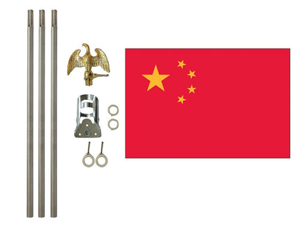 three by five foot China Polyester Flag with six foot Flagpole Kit