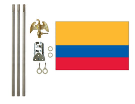 three by five foot Colombia Polyester Flag with six foot Flagpole Kit