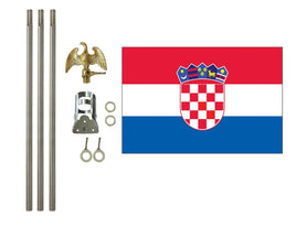 three by five foot Croatia Polyester Flag with six foot Flagpole Kit