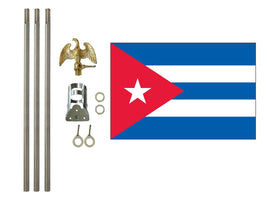 three by five foot Cuba Polyester Flag with six foot Flagpole Kit