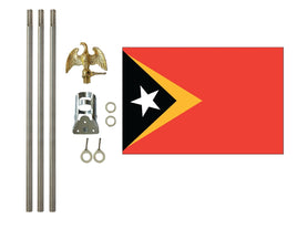 three by five foot East Timor Polyester Flag with six foot Flagpole Kit