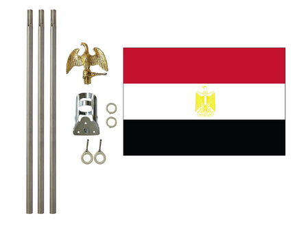 three foot by five foot Egypt polyester flag with six foot flagpole kit