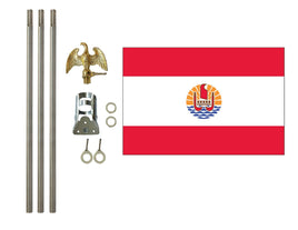 three by five foot French Polynesia Polyester Flag with six foot Flagpole Kit