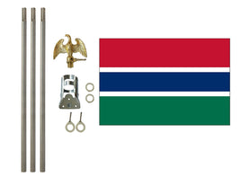 three by five foot Gambia Polyester Flag with six foot Flagpole Kit