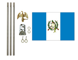 three by five foot Guatemala Polyester Flag with six foot Flagpole Kit