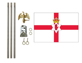 three by five foot Northern Ireland Polyester Flag with six foot Flagpole Kit