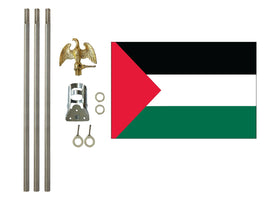 three by five foot Palestine Polyester Flag with six foot Flagpole Kit