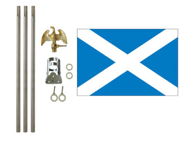 three by five foot Scotland Polyester Flag with six foot Flagpole Kit