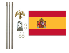 three by five foot Spain Polyester Flag with six foot Flagpole Kit