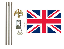 three by five foot United Kingdom Polyester Flag with six foot Flagpole Kit