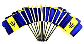 Barbados Polyester Miniature Flags 12 Pack