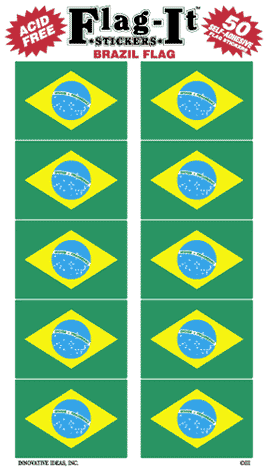 Brazil Flag Stickers - 50 per pack