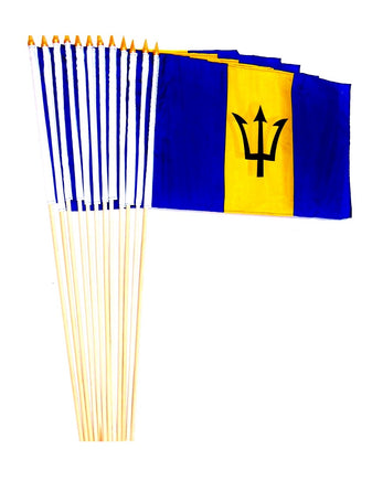 12 Barbados Polyester Stick Flag 12"x18"