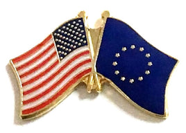 European Union and USA Friendship Flag Lapel Pin