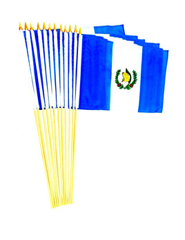 12 Guatemala Polyester Stick Flag 12"x18"