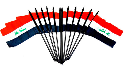 Iraq Polyester Miniature Flags 12 Pack