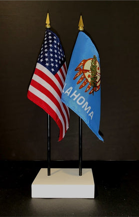 Oklahoma and US Flag Desk Set