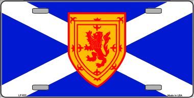 Scotland Saint Andrews Cross Flag with Rampant Lion Crest License Plate