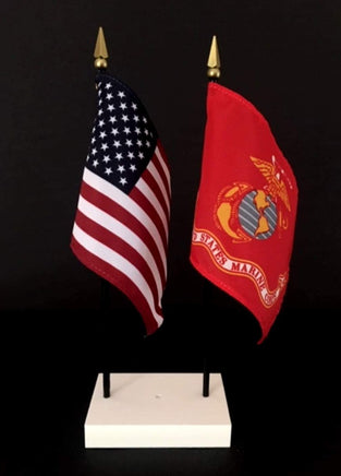 US and Marine Flag Desk Set